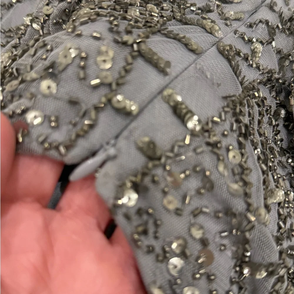 Adrianna Papell Silver Beaded Gown - Picture 3 of 4